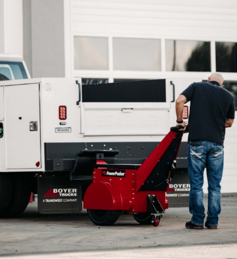 Super PowerPusher® electric tug transporting heavy industrial equipment