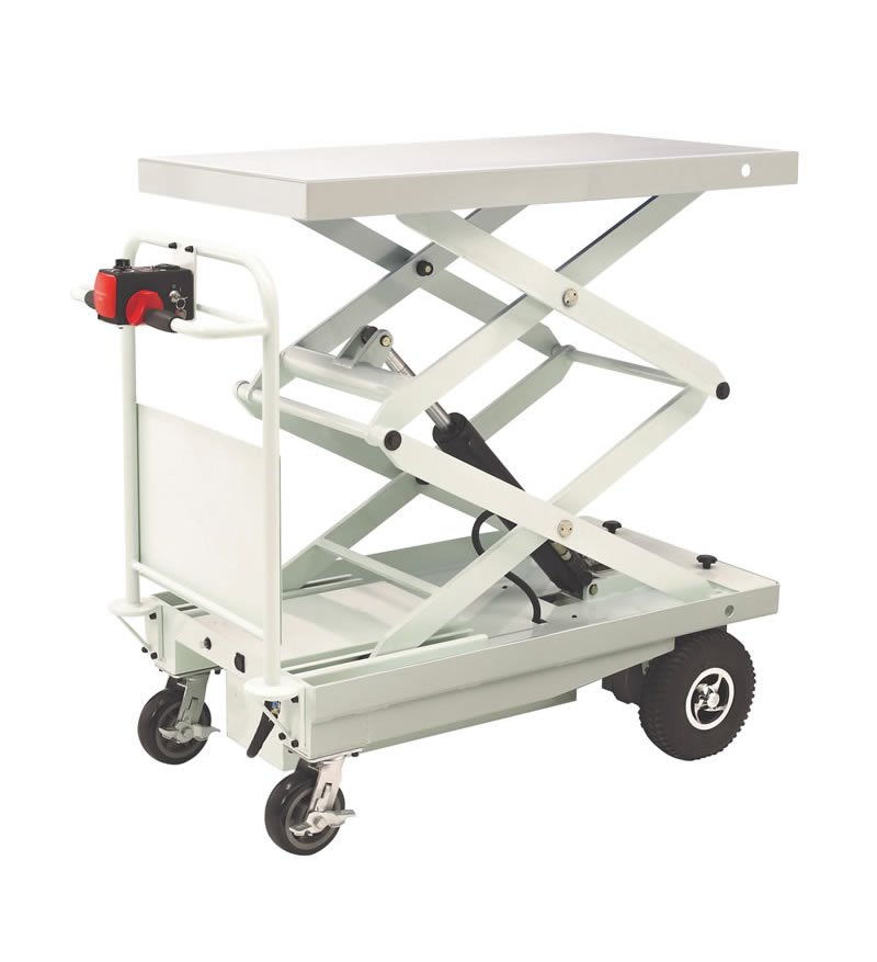 ET-105 Powered Lift Table™ elevating equipment in a warehouse setting