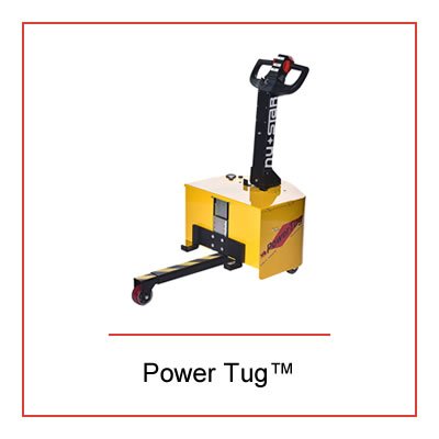 PowerTug moving cart in warehouse aisle